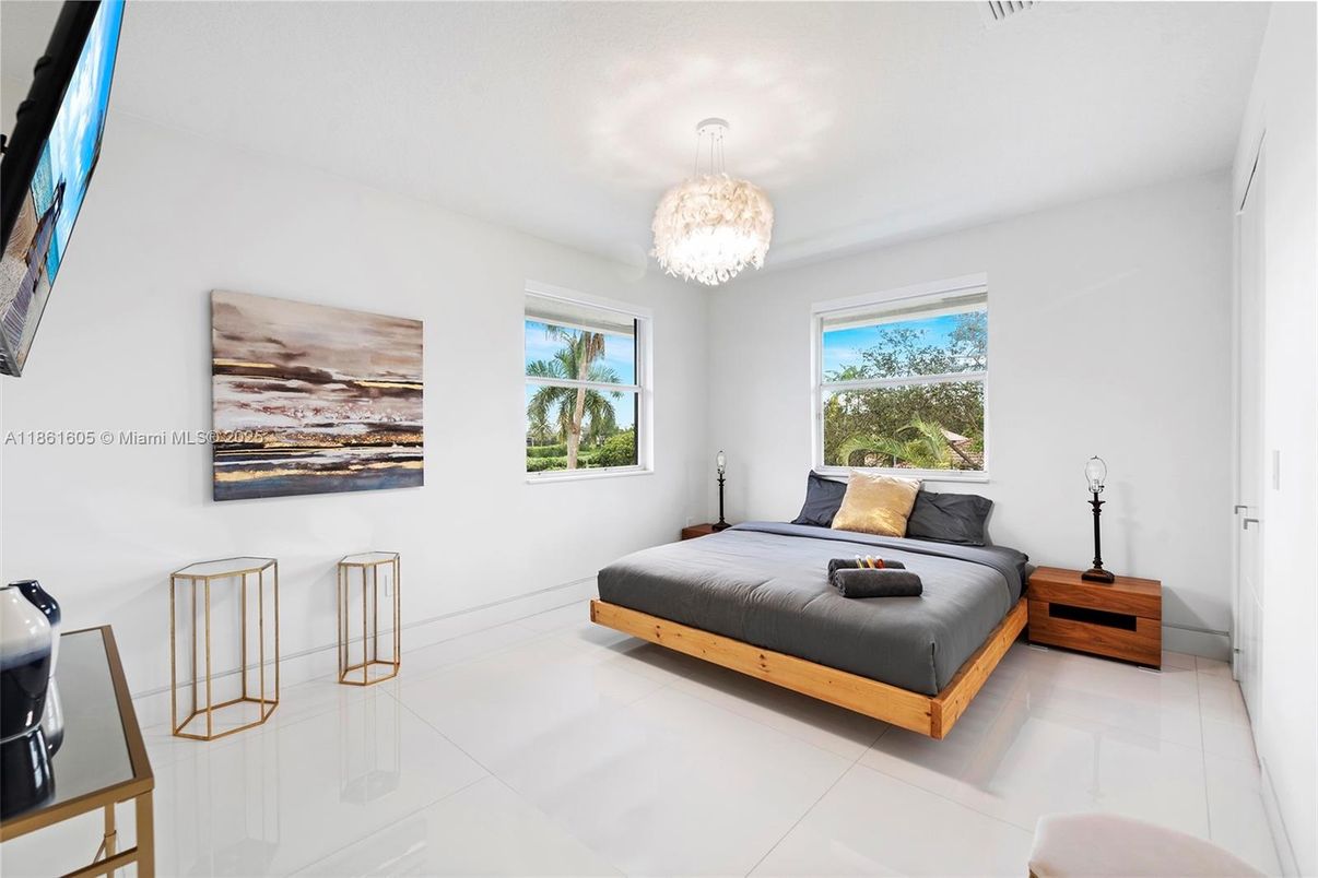 Bedroom, Chandelier, Interior