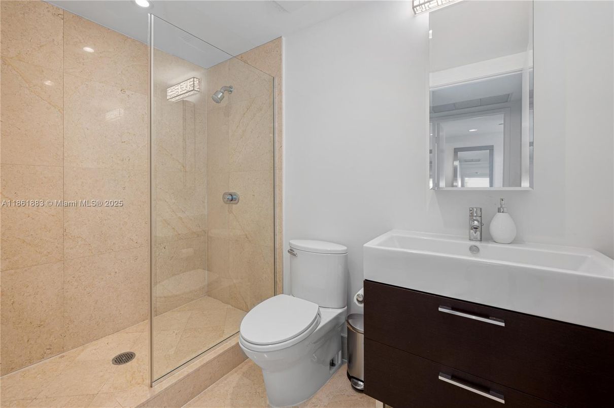 Bathroom, Glass Shower, Interior, Recessed Lighting