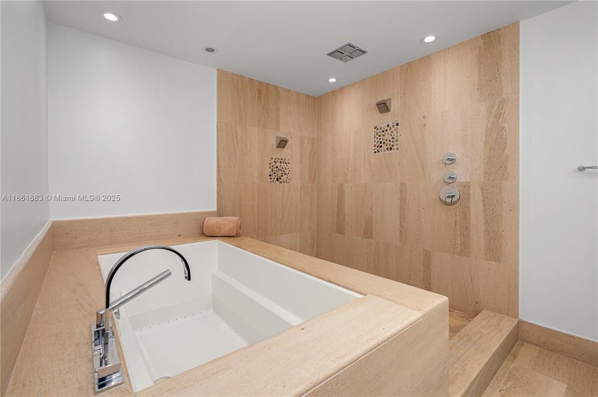 Bathroom, Interior, Recessed Lighting, Wooden Walls