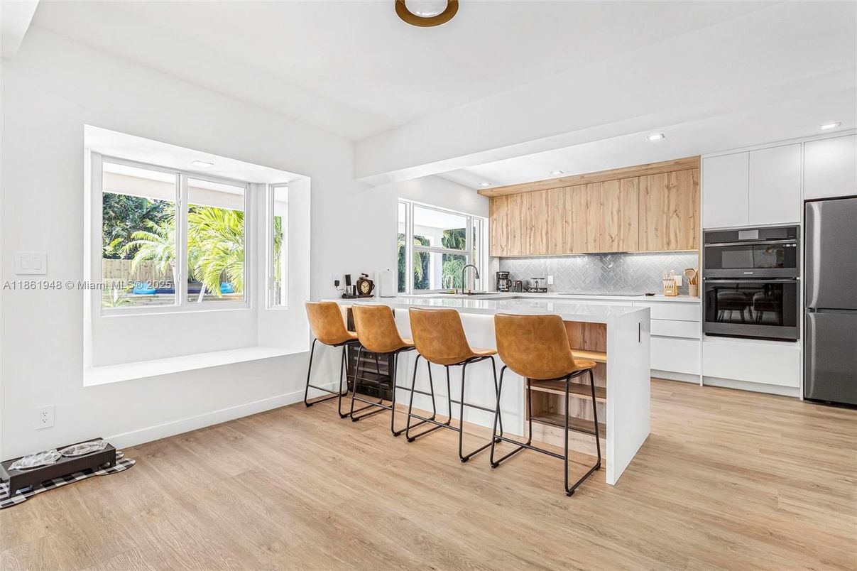 Interior, Kitchen, Recessed Lighting, Wood Texture Flooring