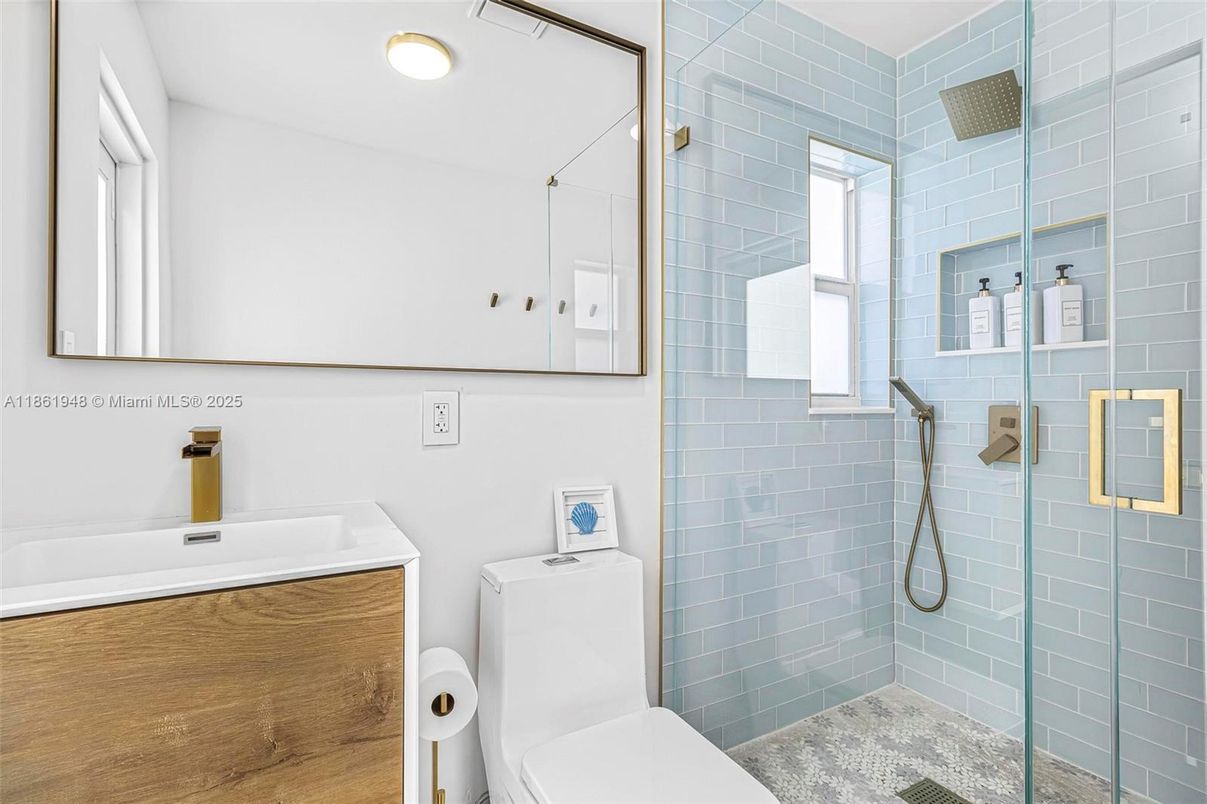 Bathroom, Glass Shower, Interior, Recessed Lighting