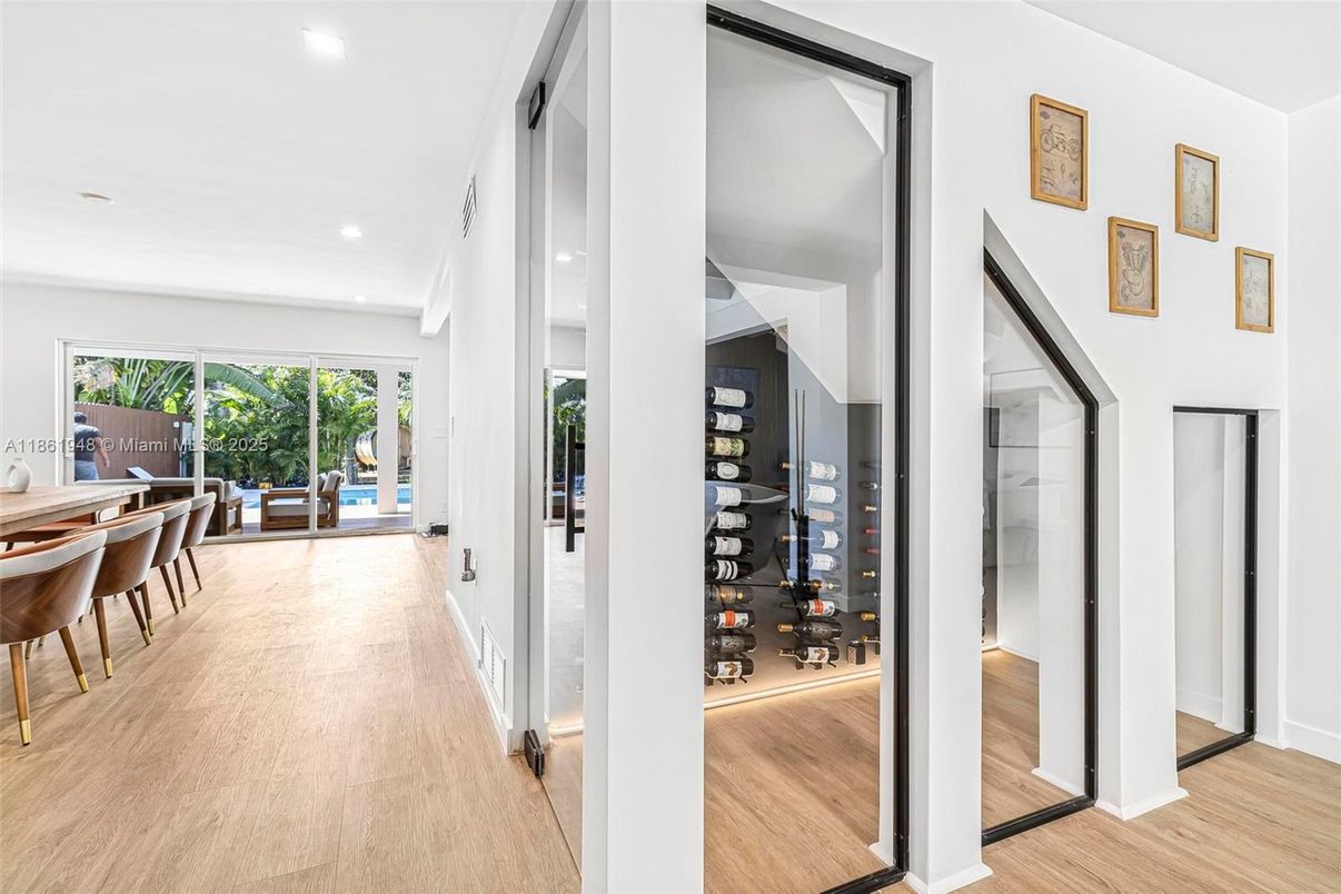 Interior, Recessed Lighting, Wine Storage, Wood Texture Flooring