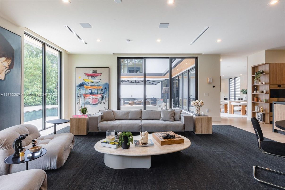 Interior, Living room, Recessed Lighting, Wood Texture Flooring