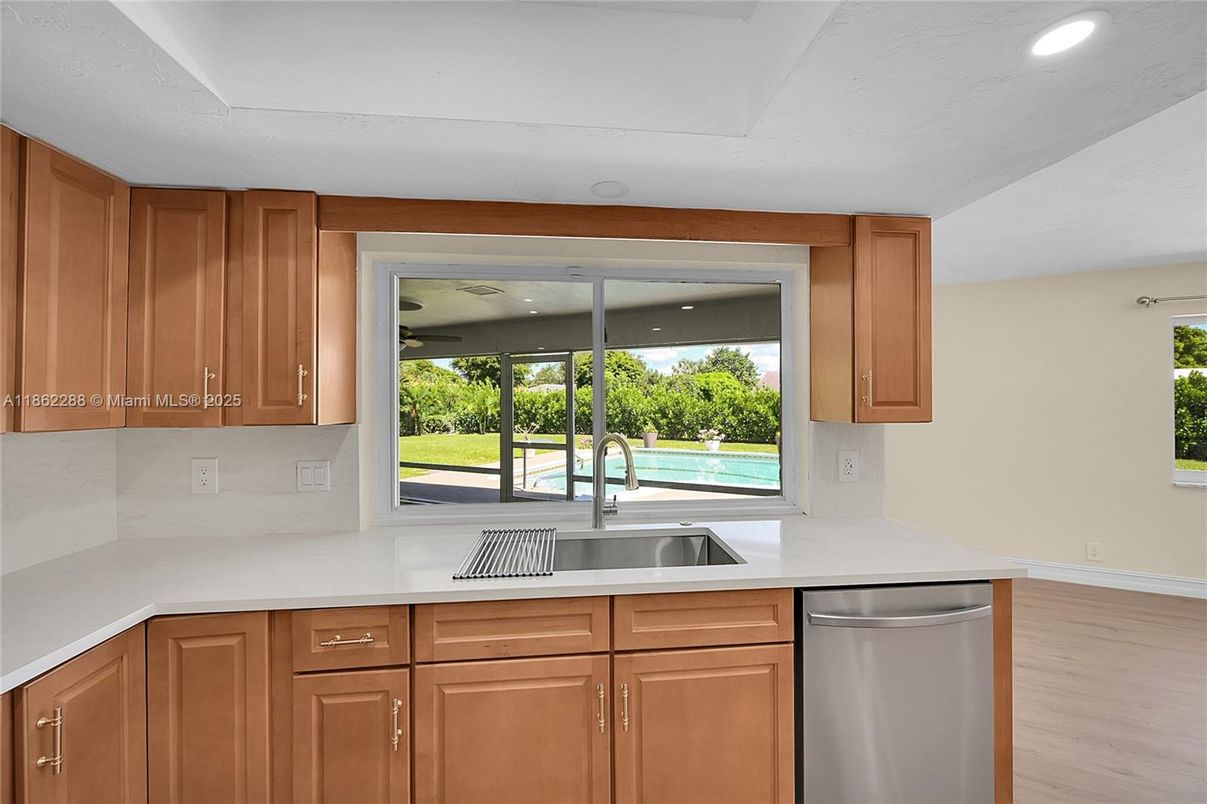 Interior, Kitchen, Recessed Lighting, Wood Texture Flooring