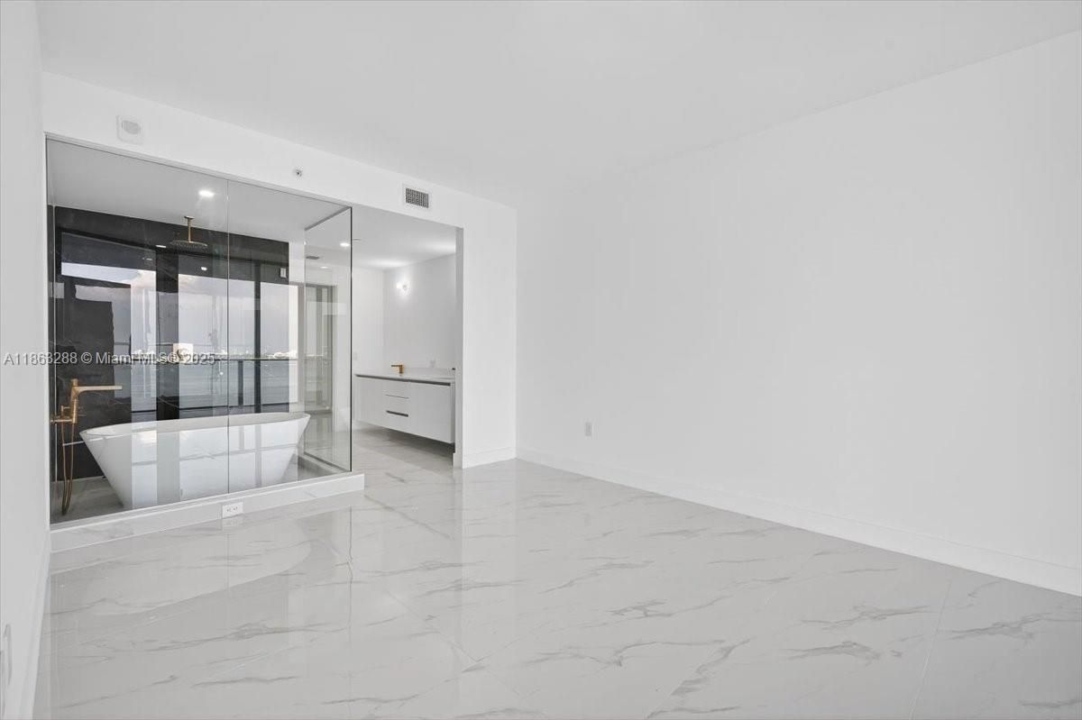 Bathroom, Free Standing Baths, Glass Shower, Interior, Marble, Recessed Lighting