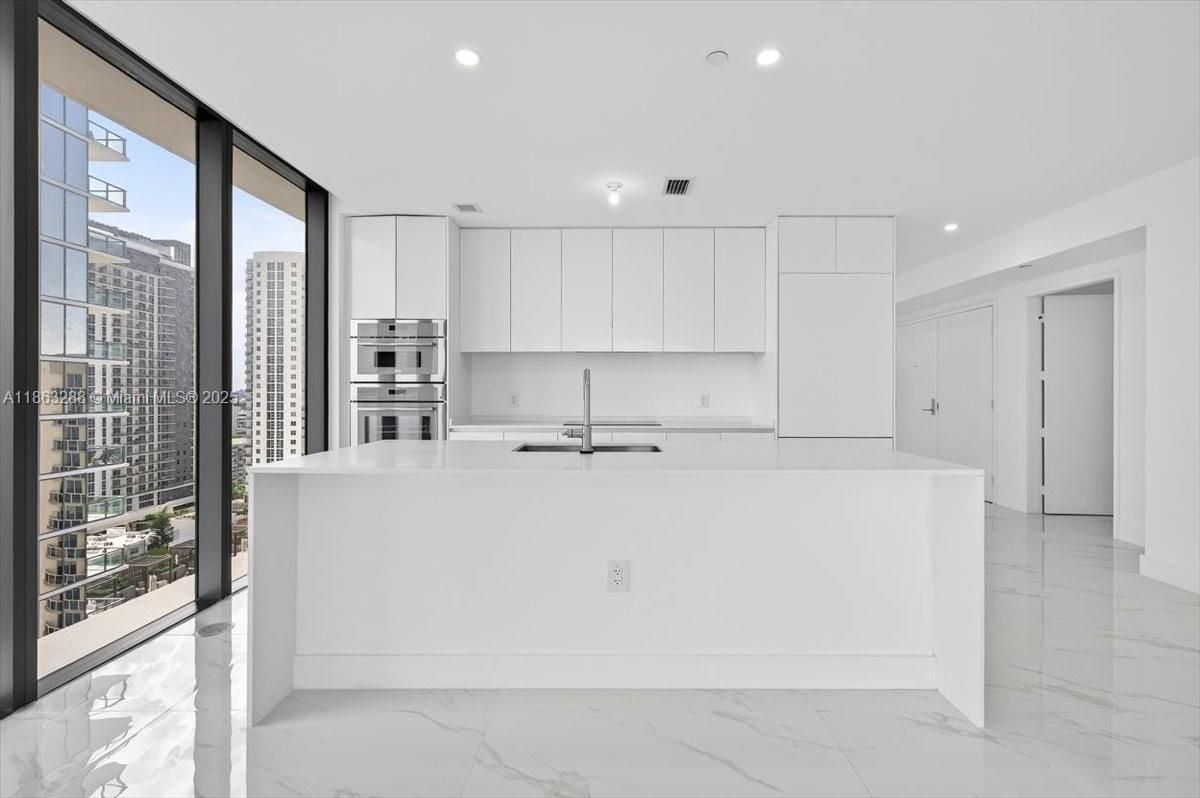 Interior, Kitchen, Marble, Recessed Lighting, Stainless Steel Appliances