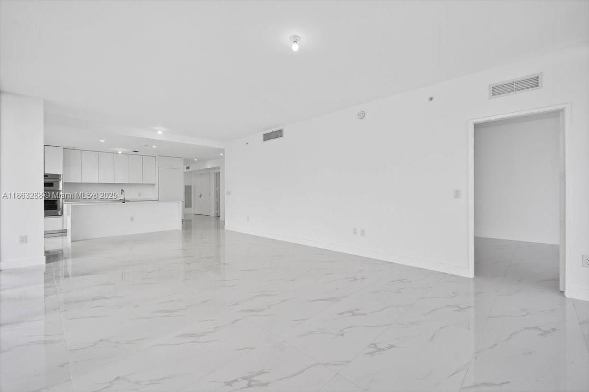 Empty room, Interior, Kitchen, Marble, Recessed Lighting
