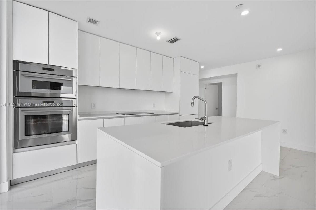 Interior, Kitchen, Marble, Recessed Lighting, Stainless Steel Appliances