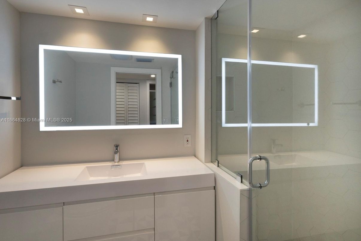 Bathroom, Glass Shower, Interior, Recessed Lighting