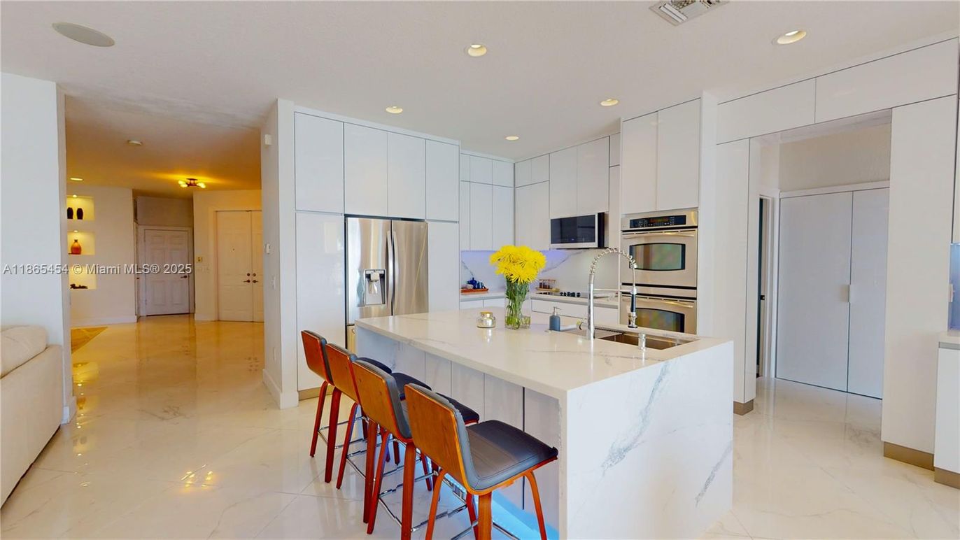 Interior, Kitchen, Marble, Recessed Lighting, Stainless Steel Appliances