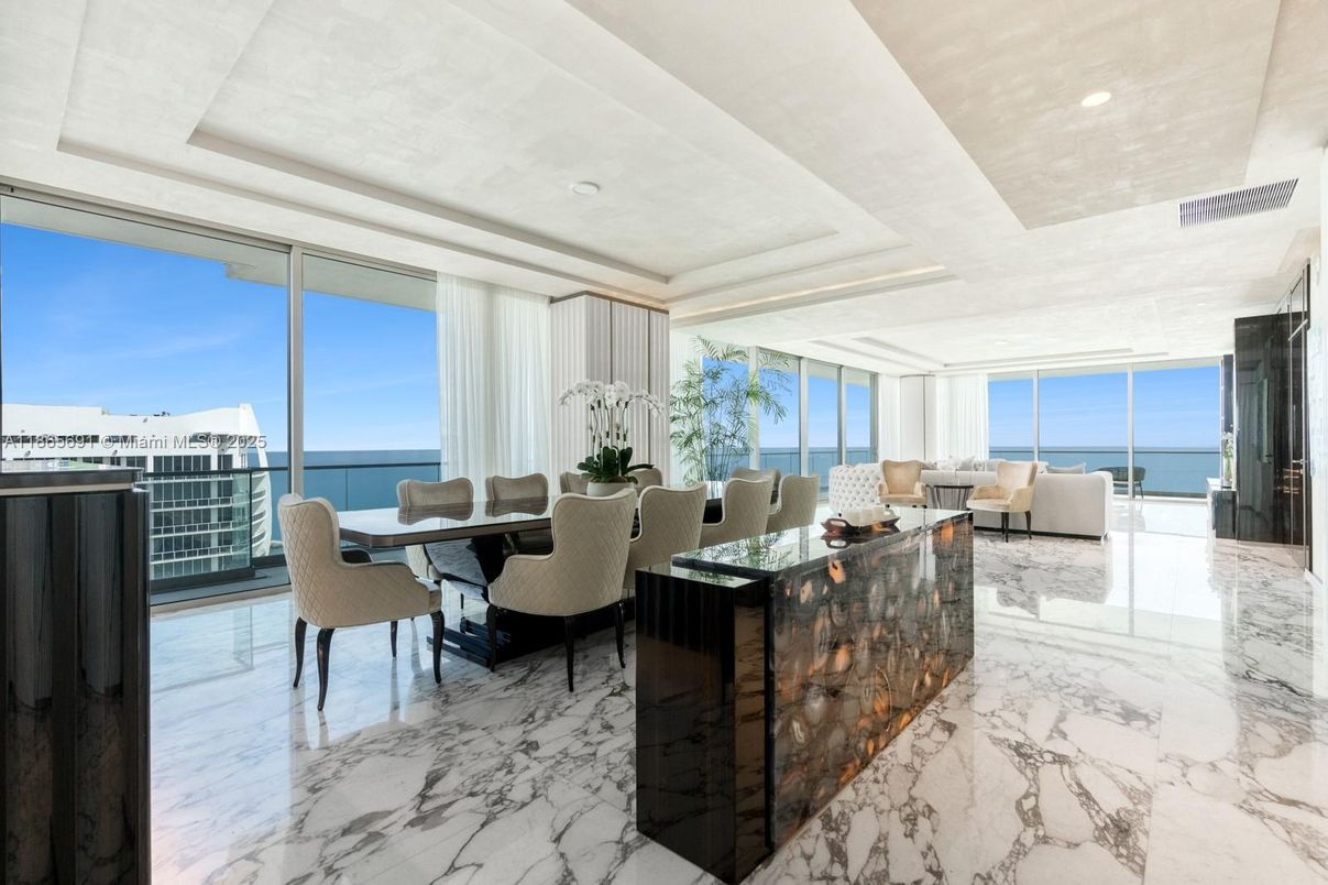 Dining room, Interior, Living room, Marble, Recessed Lighting, Water