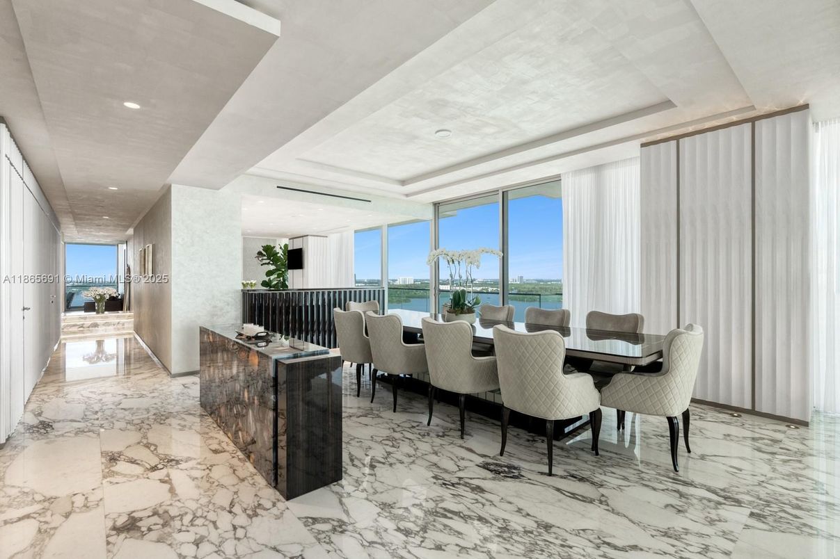 Dining room, Interior, Marble, Recessed Lighting, Water