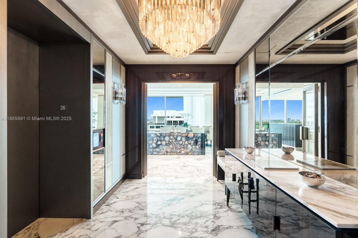 Chandelier, Interior, Marble, Recessed Lighting