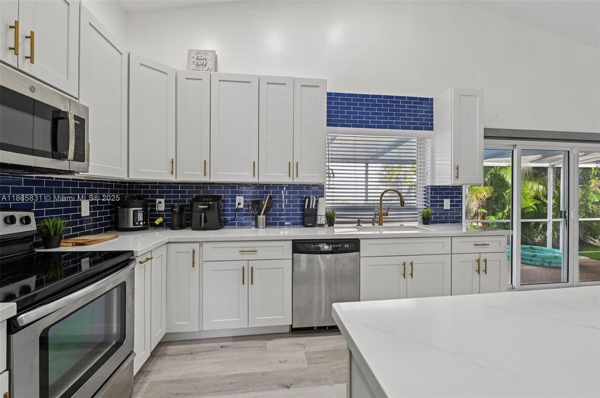 Interior, Kitchen, Stainless Steel Appliances, Wood Texture Flooring