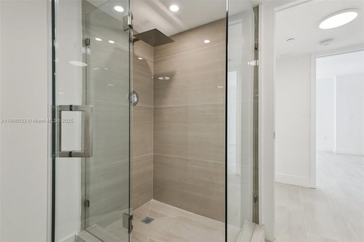 Bathroom, Glass Shower, Interior, Recessed Lighting