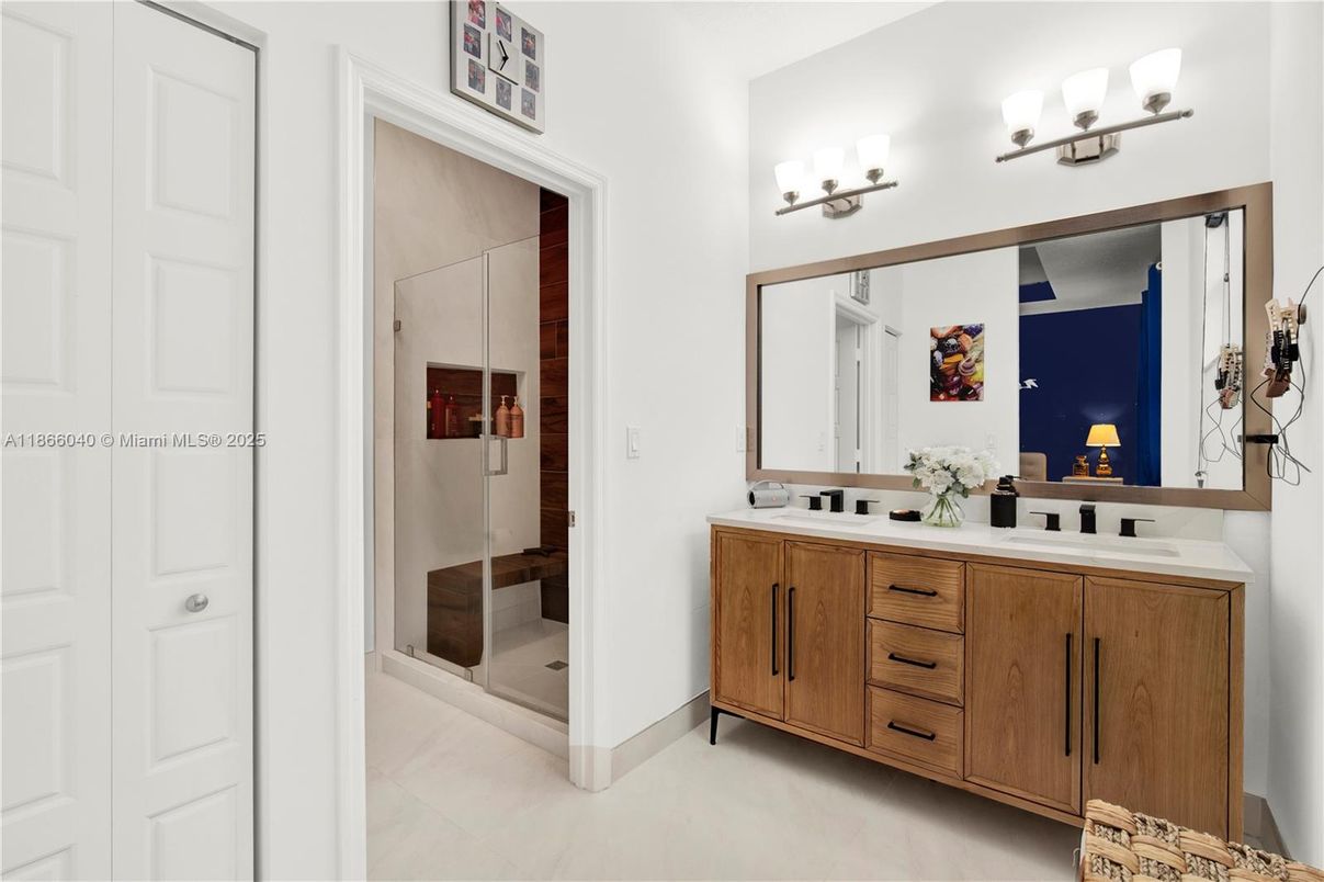 Bathroom, Dual Sink Vanities, Glass Shower, Interior