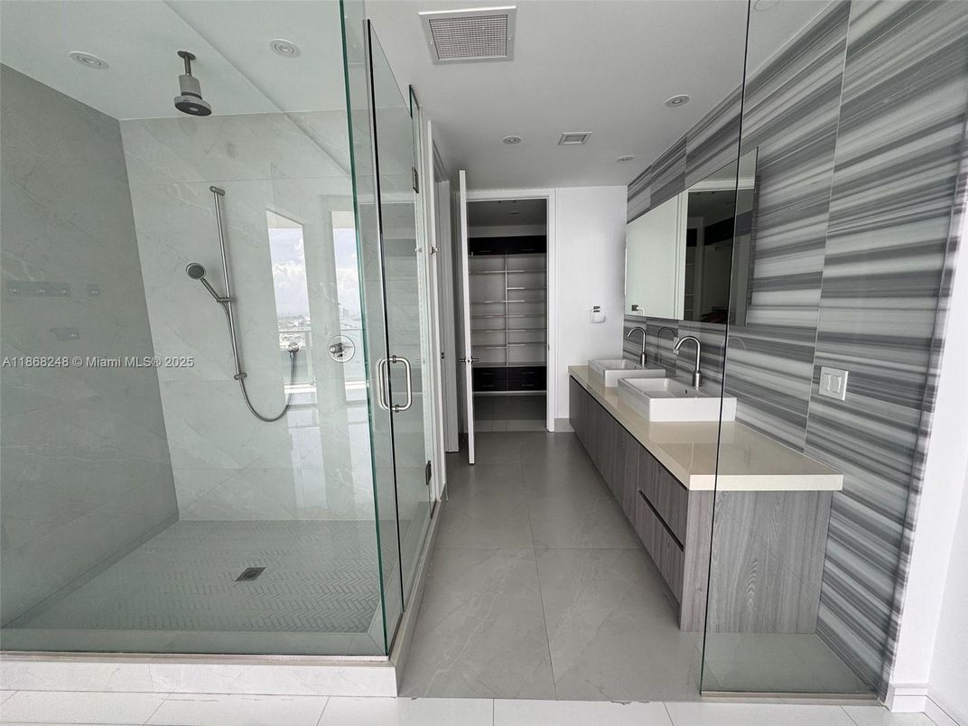 Bathroom, Dual Sink Vanities, Glass Shower, Interior, Recessed Lighting