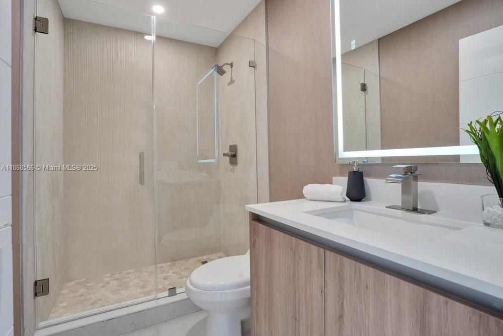Bathroom, Glass Shower, Interior, Recessed Lighting