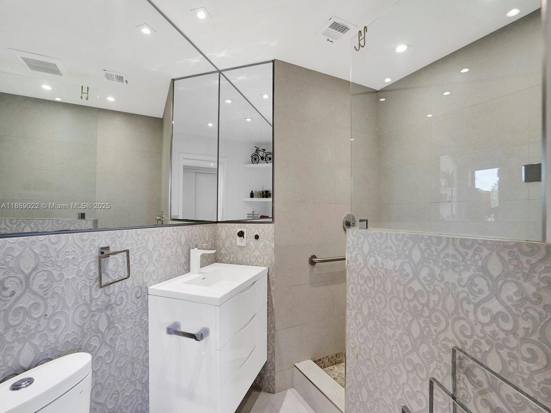 Bathroom, Glass Shower, Interior, Recessed Lighting