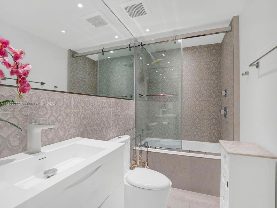 Bathroom, Glass Shower, Interior, Recessed Lighting