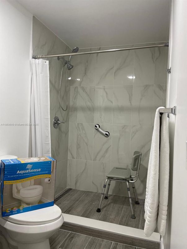 Bathroom, Interior, Marble Walls, Wood Texture Flooring