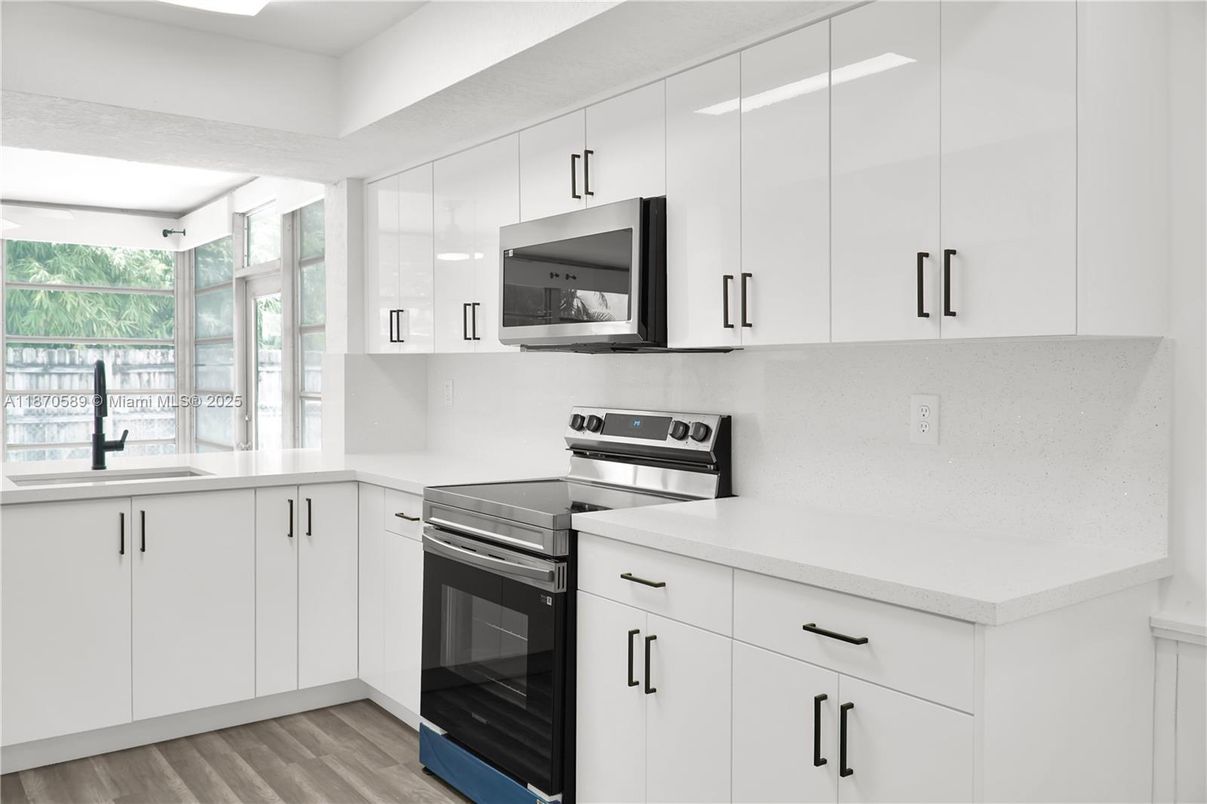 Interior, Kitchen, Stainless Steel Appliances, Wood Texture Flooring