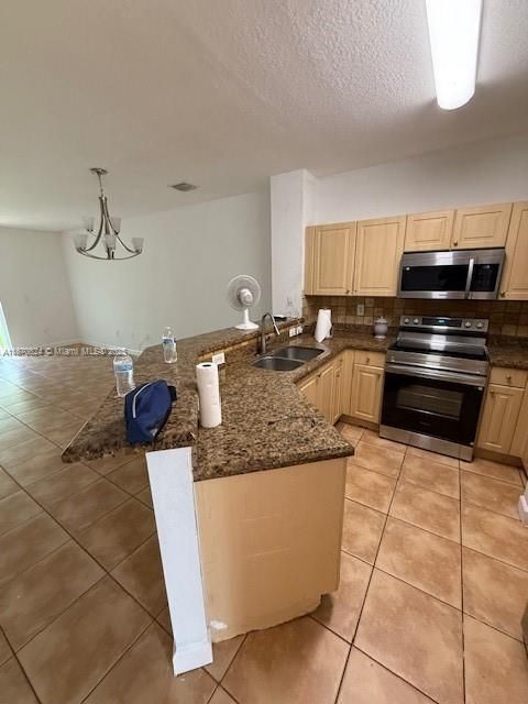 Chandelier, Interior, Kitchen, Stainless Steel Appliances