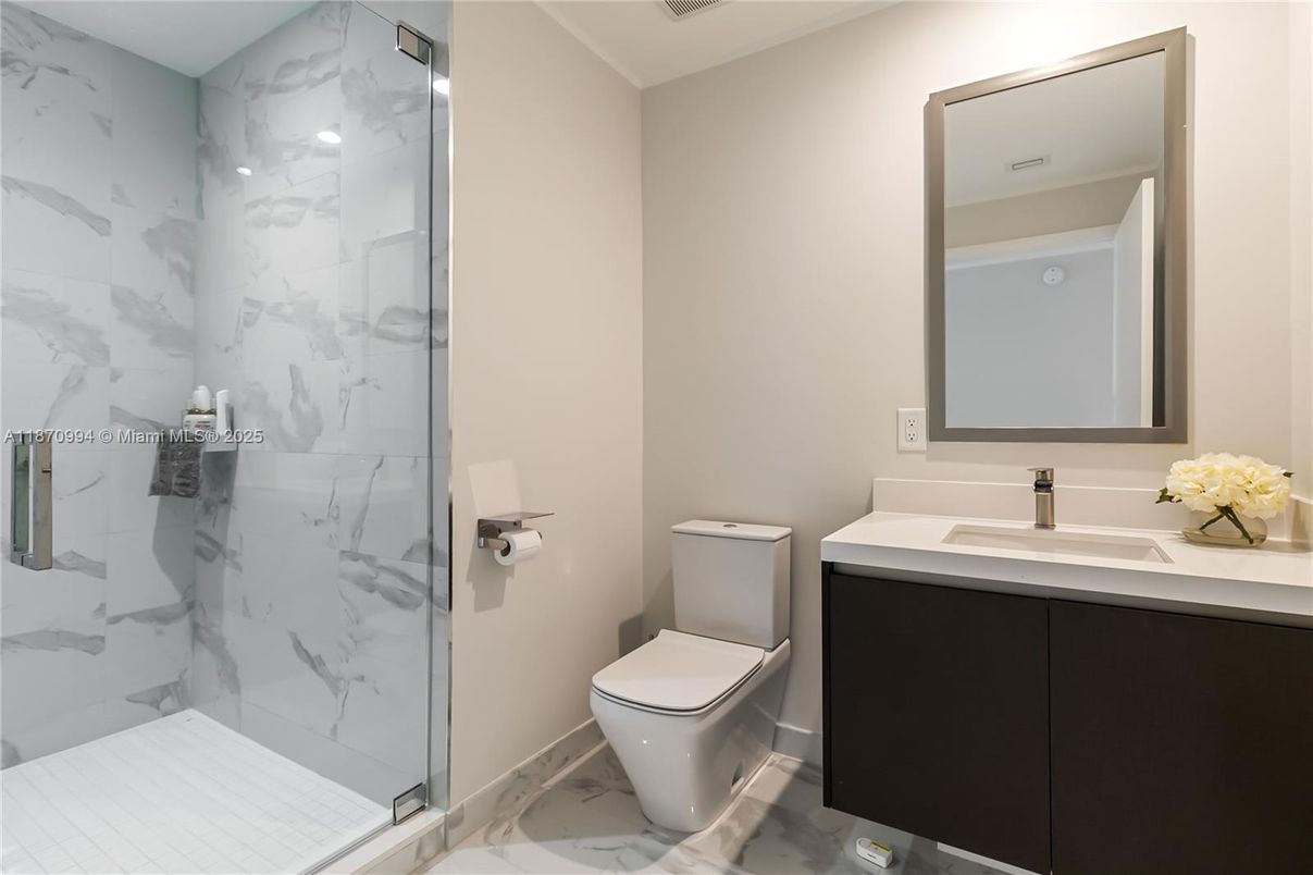 Bathroom, Glass Shower, Interior, Marble, Marble Walls