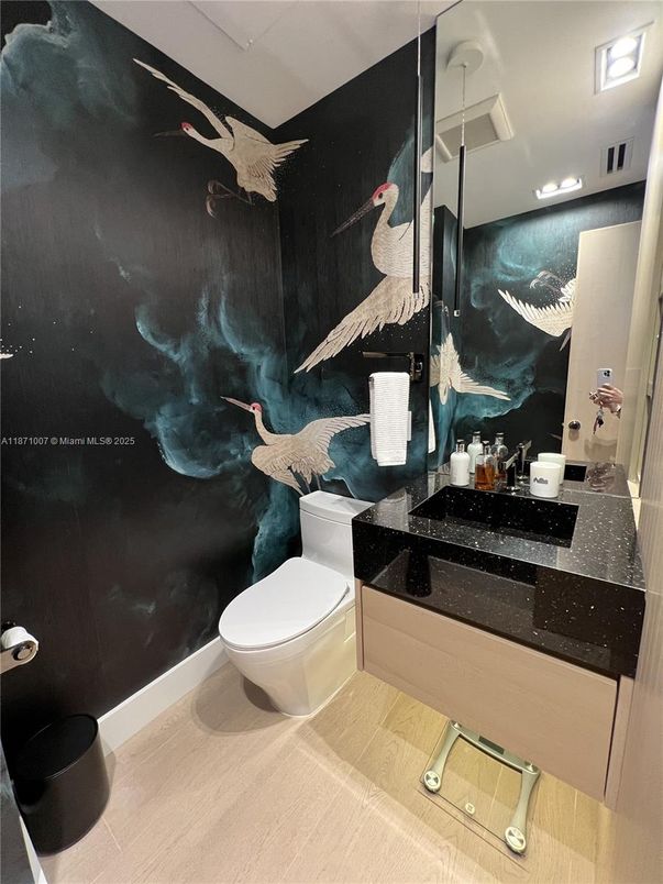 Bathroom, Interior, Recessed Lighting, Wood Texture Flooring