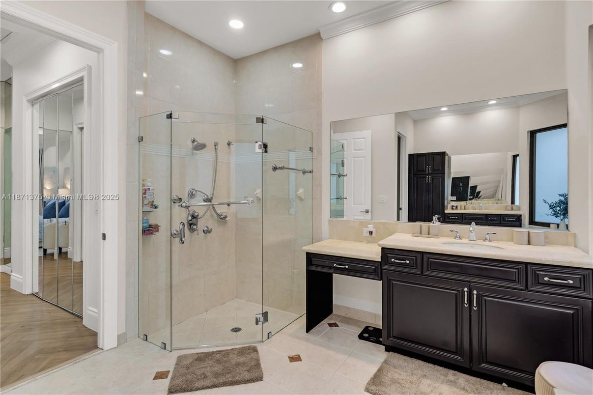 Bathroom, Glass Shower, Interior, Recessed Lighting