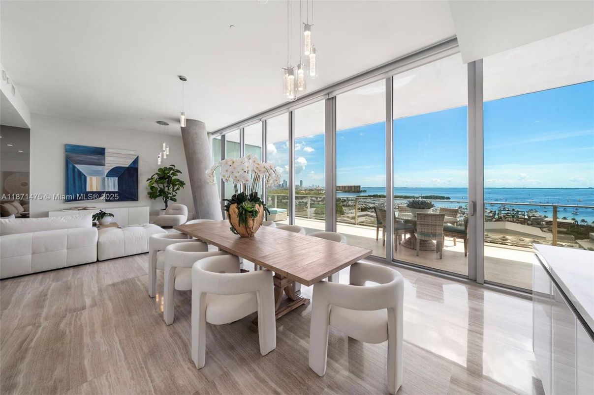 Dining room, Interior, Living room, Pendant Lights, Water, Wood Texture Flooring