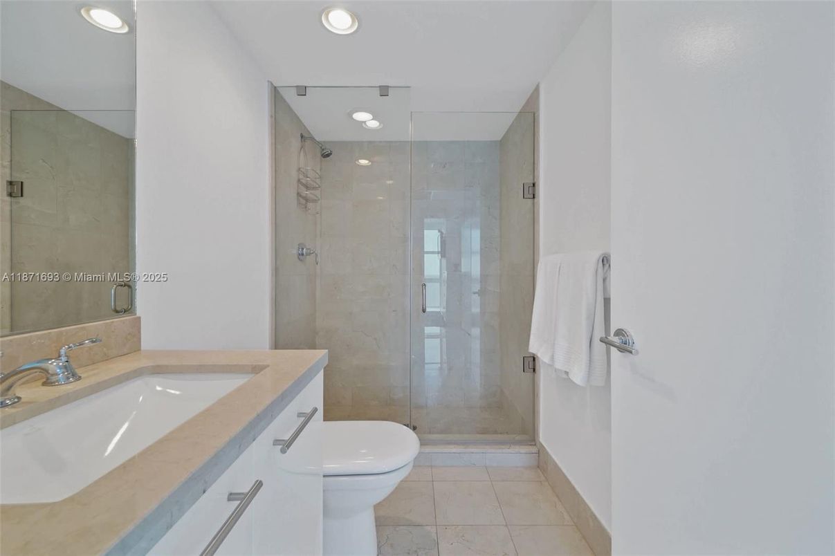 Bathroom, Glass Shower, Interior, Recessed Lighting