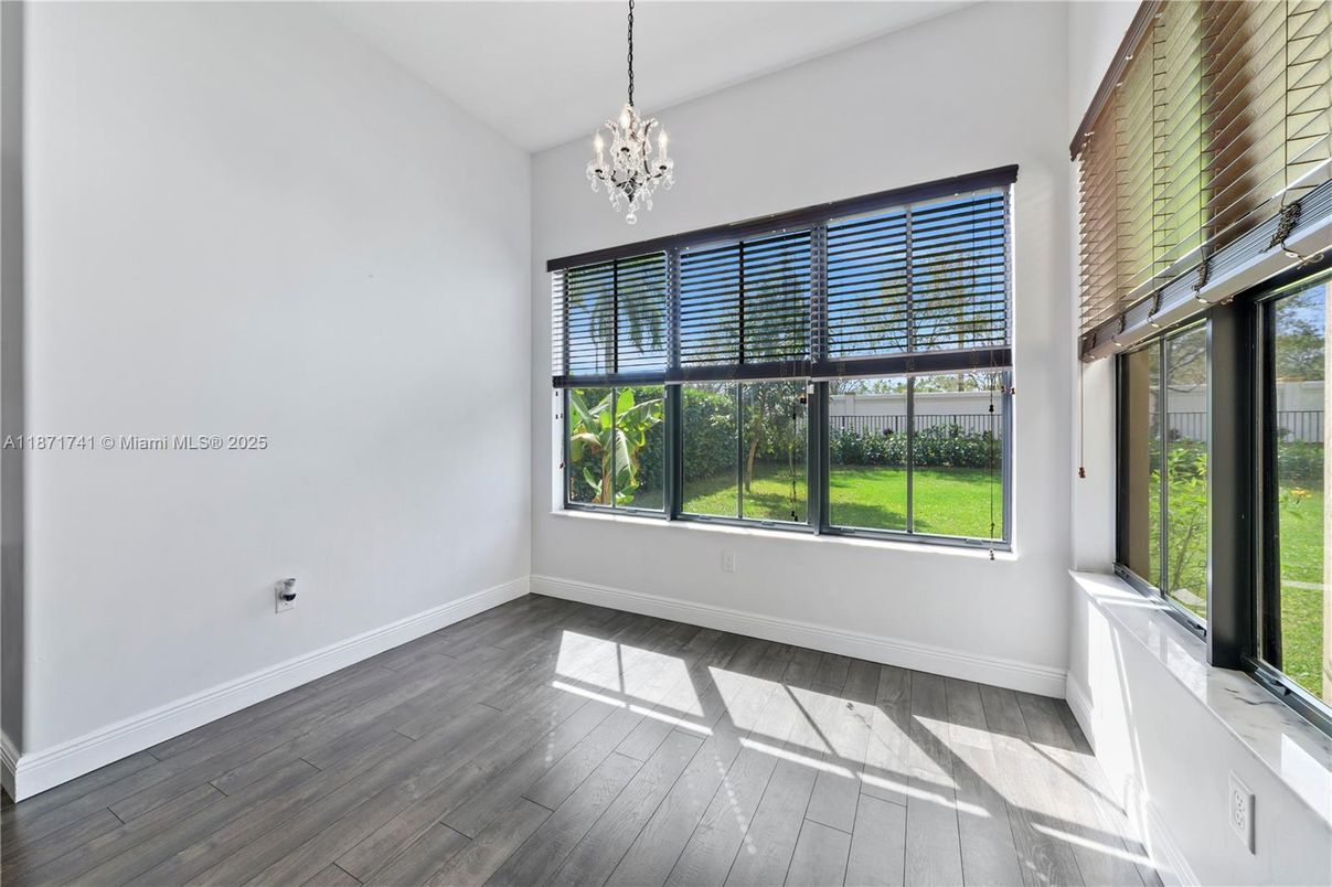 Chandelier, Empty room, Interior, Pendant Lights, Wood Texture Flooring