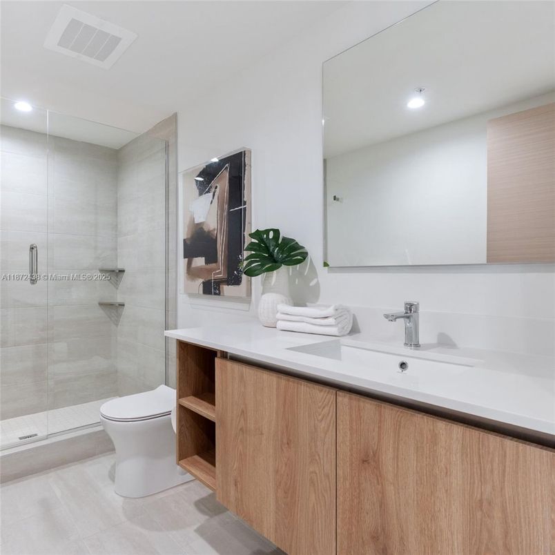 Bathroom, Dual Sink Vanities, Glass Shower, Interior, Recessed Lighting