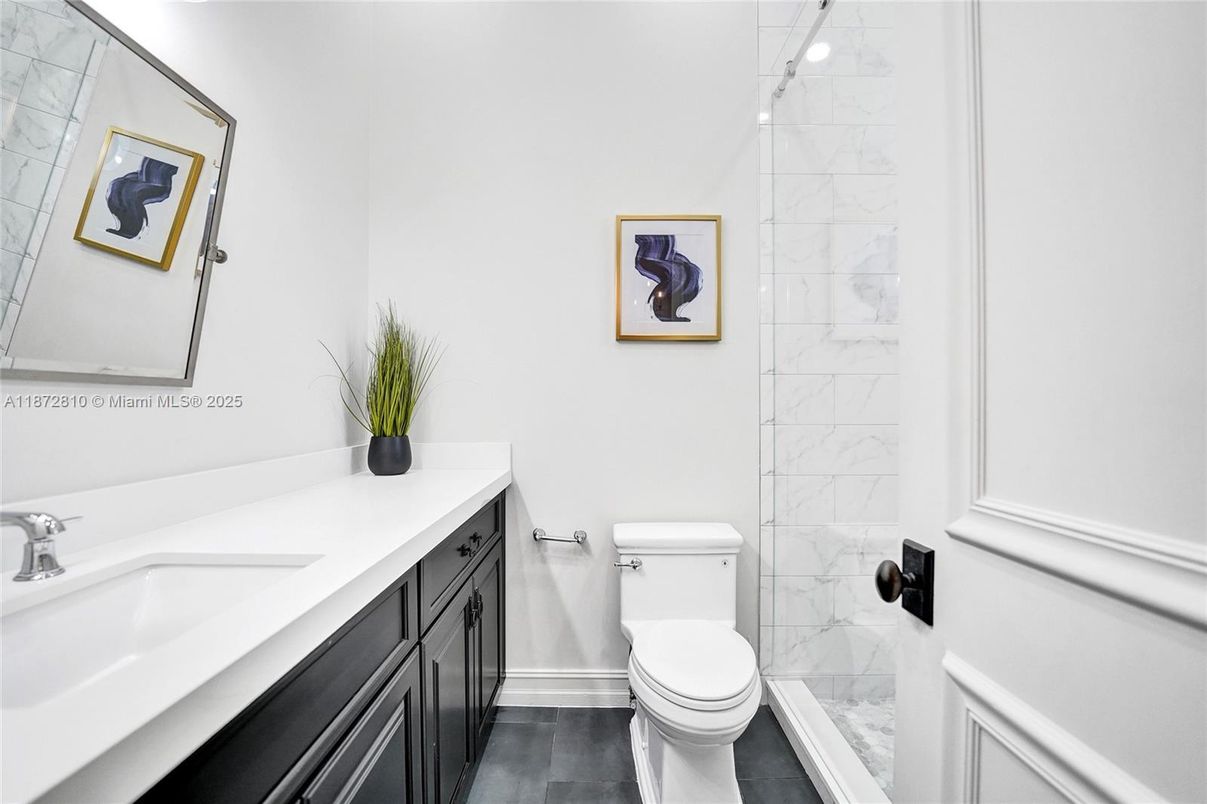 Bathroom, Interior, Marble Walls, Wood Texture Flooring