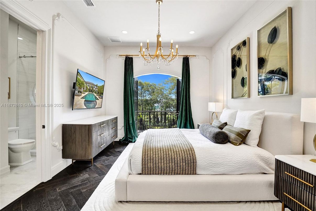 Bathroom, Bedroom, Chandelier, Interior, Recessed Lighting, Wood Texture Flooring
