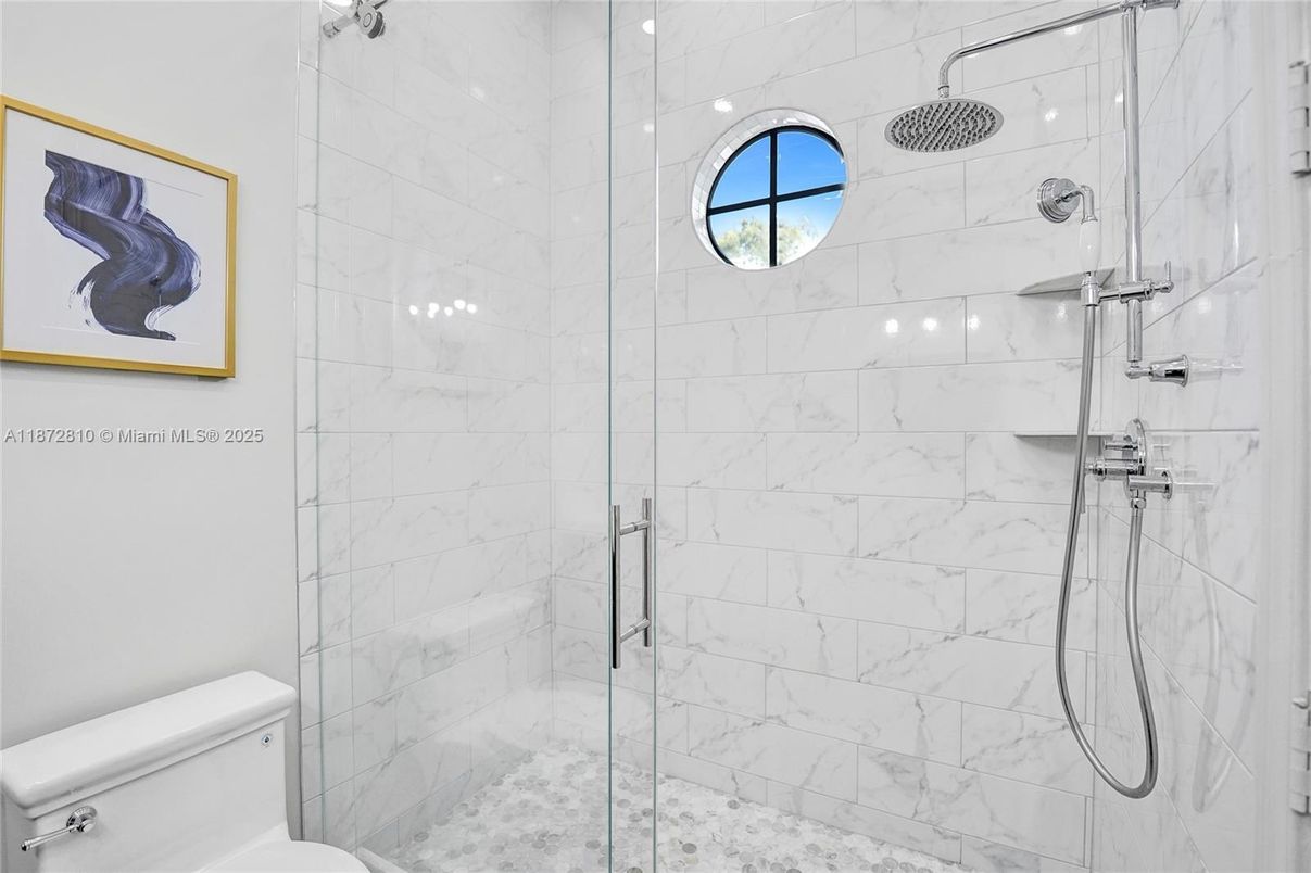 Bathroom, Glass Shower, Interior, Marble Walls