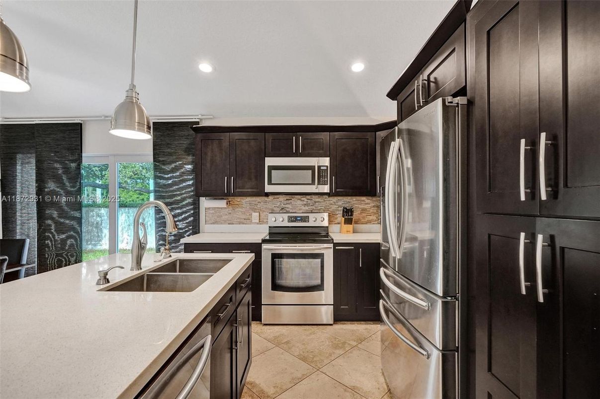 Interior, Kitchen, Pendant Lights, Recessed Lighting, Stainless Steel Appliances