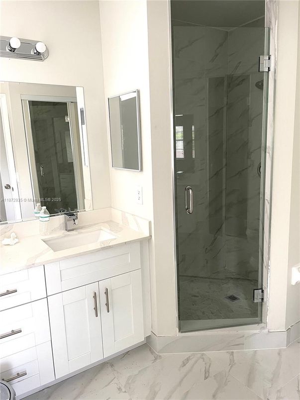 Bathroom, Glass Shower, Interior, Marble, Marble Walls