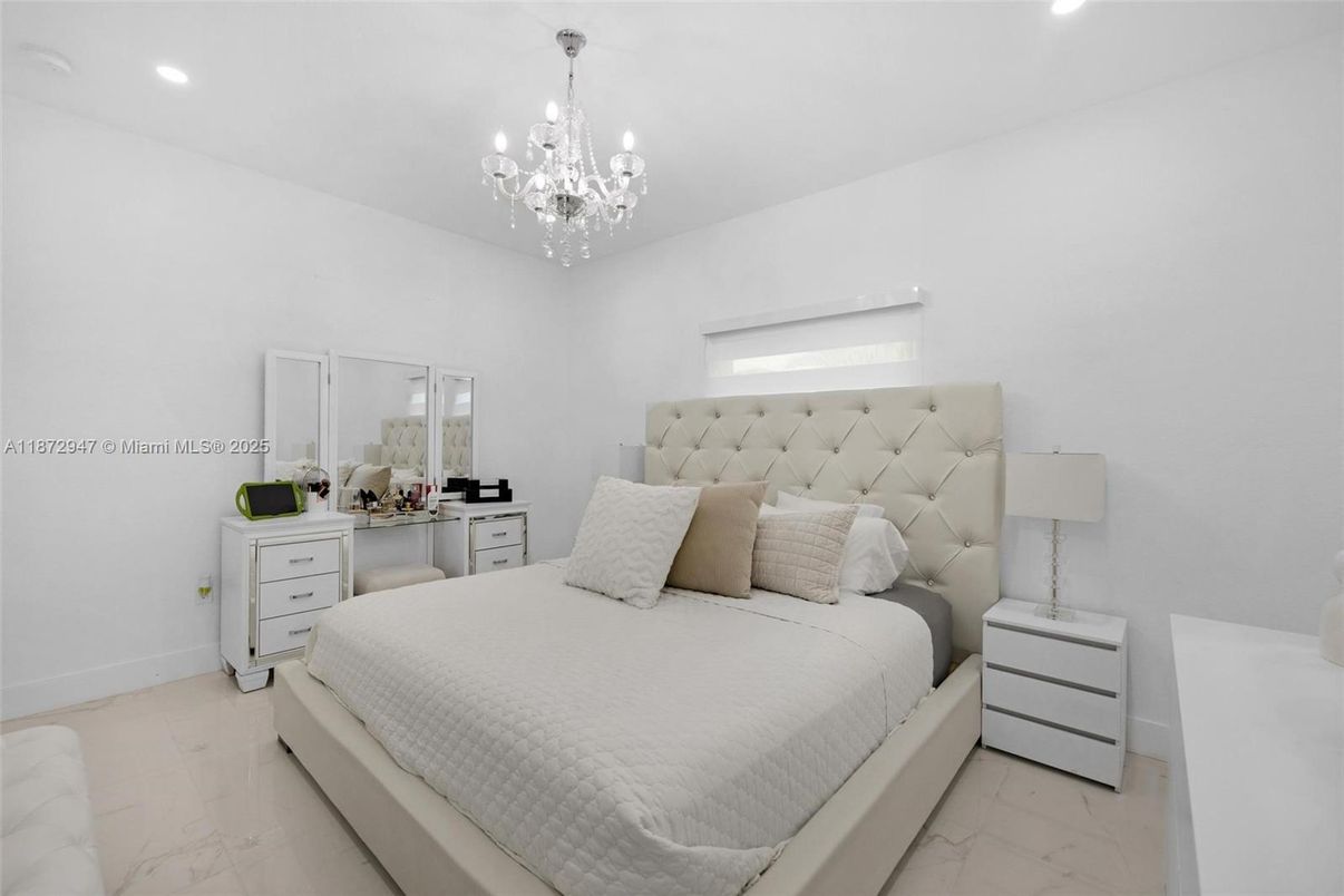 Bedroom, Chandelier, Interior, Marble, Recessed Lighting
