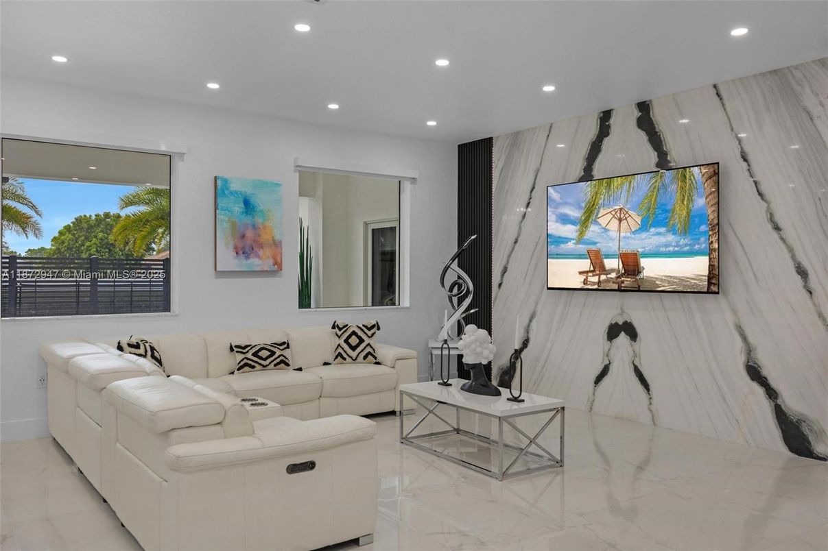 Interior, Living room, Marble, Recessed Lighting