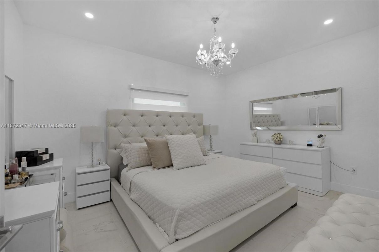 Bedroom, Chandelier, Interior, Marble, Recessed Lighting