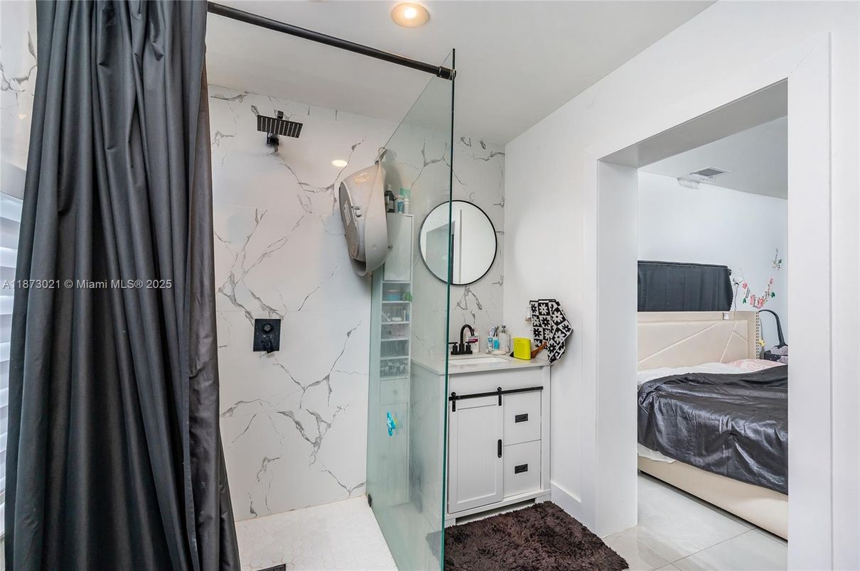 Bathroom, Bedroom, Glass Shower, Interior, Marble Walls