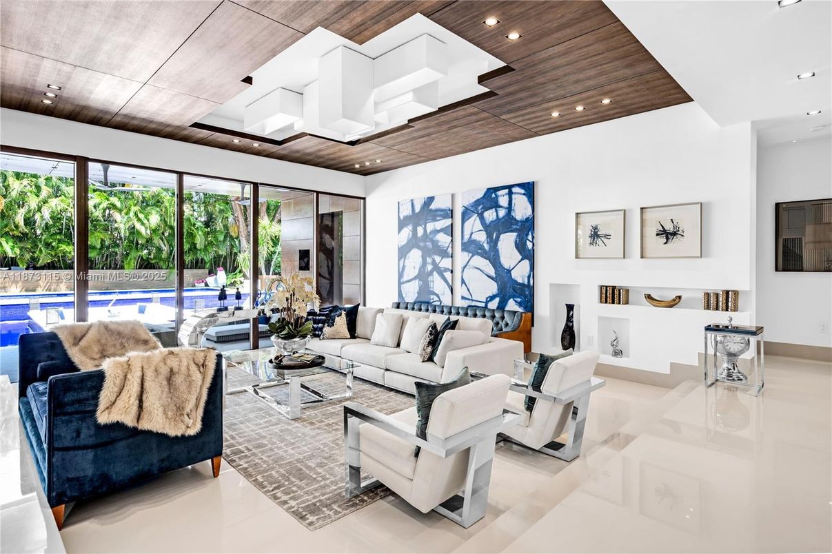 Interior, Living room, Recessed Lighting, Wooden Ceilings