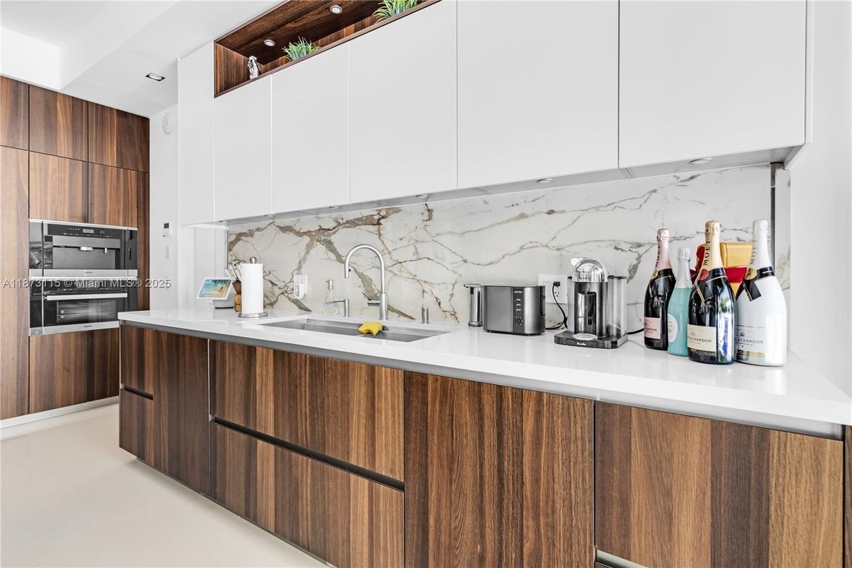 Interior, Kitchen, Marble Walls, Stainless Steel Appliances