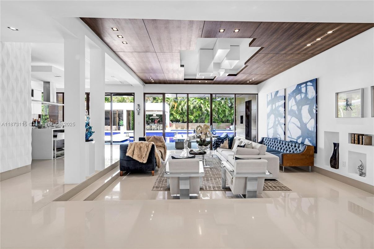 Interior, Living room, Recessed Lighting, Wooden Ceilings
