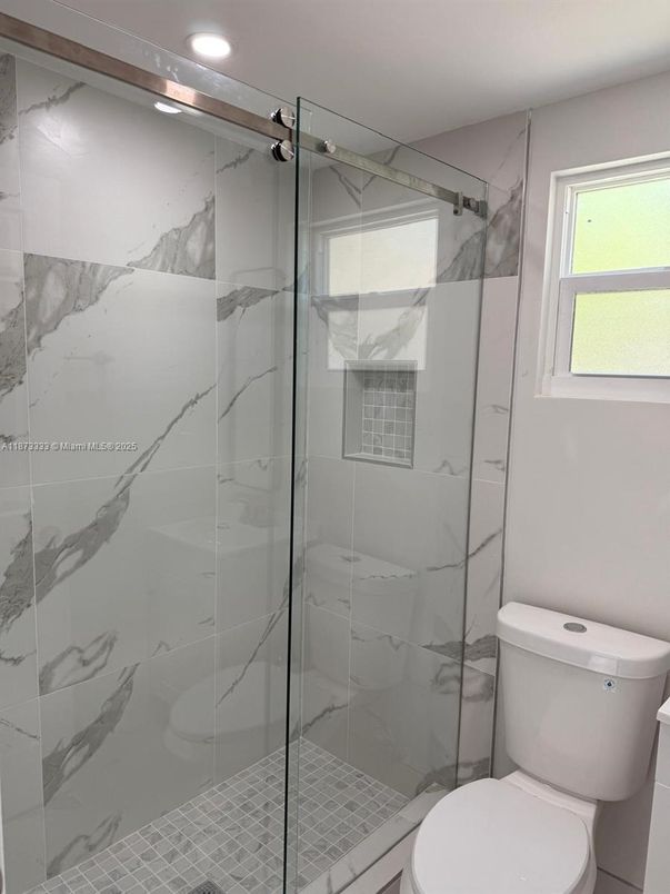 Bathroom, Glass Shower, Interior, Marble Walls, Recessed Lighting