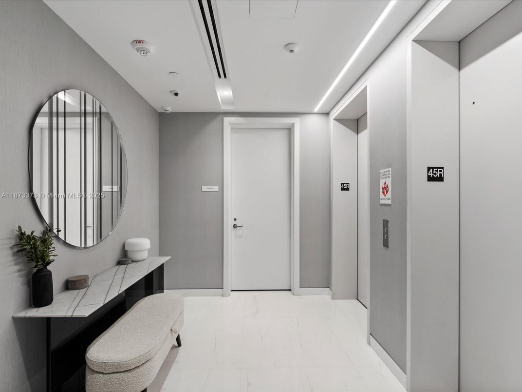 Elevator, Interior, Marble, Recessed Lighting