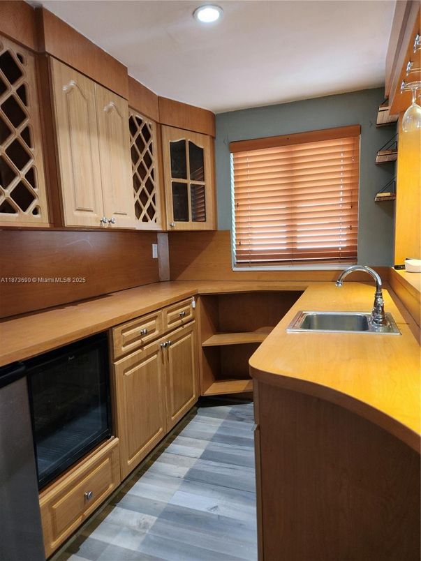 Interior, Kitchen, Recessed Lighting, Wood Texture Flooring
