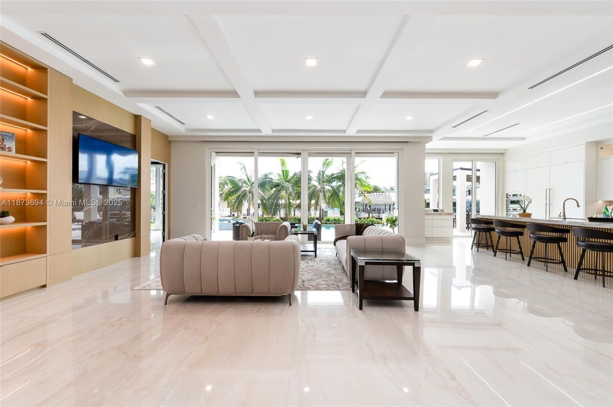 Interior, Kitchen, Living room, Marble, Recessed Lighting